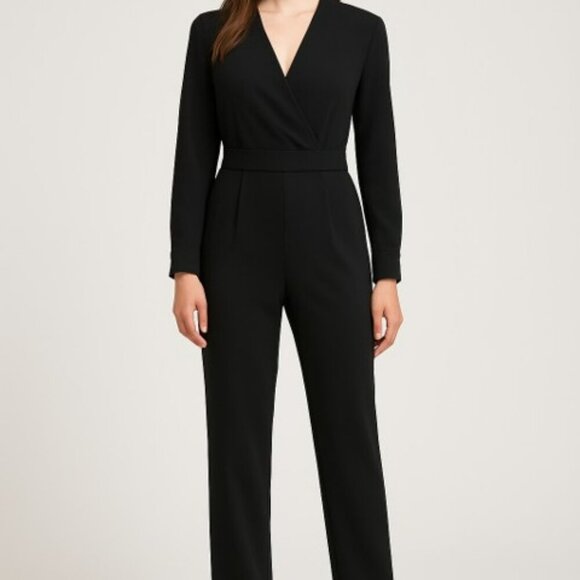 NWOT J. McLaughlin Black Jazz Jumpsuit Pockets Size 6 Pockets Back Zip $328 MSRP - Picture 1 of 13